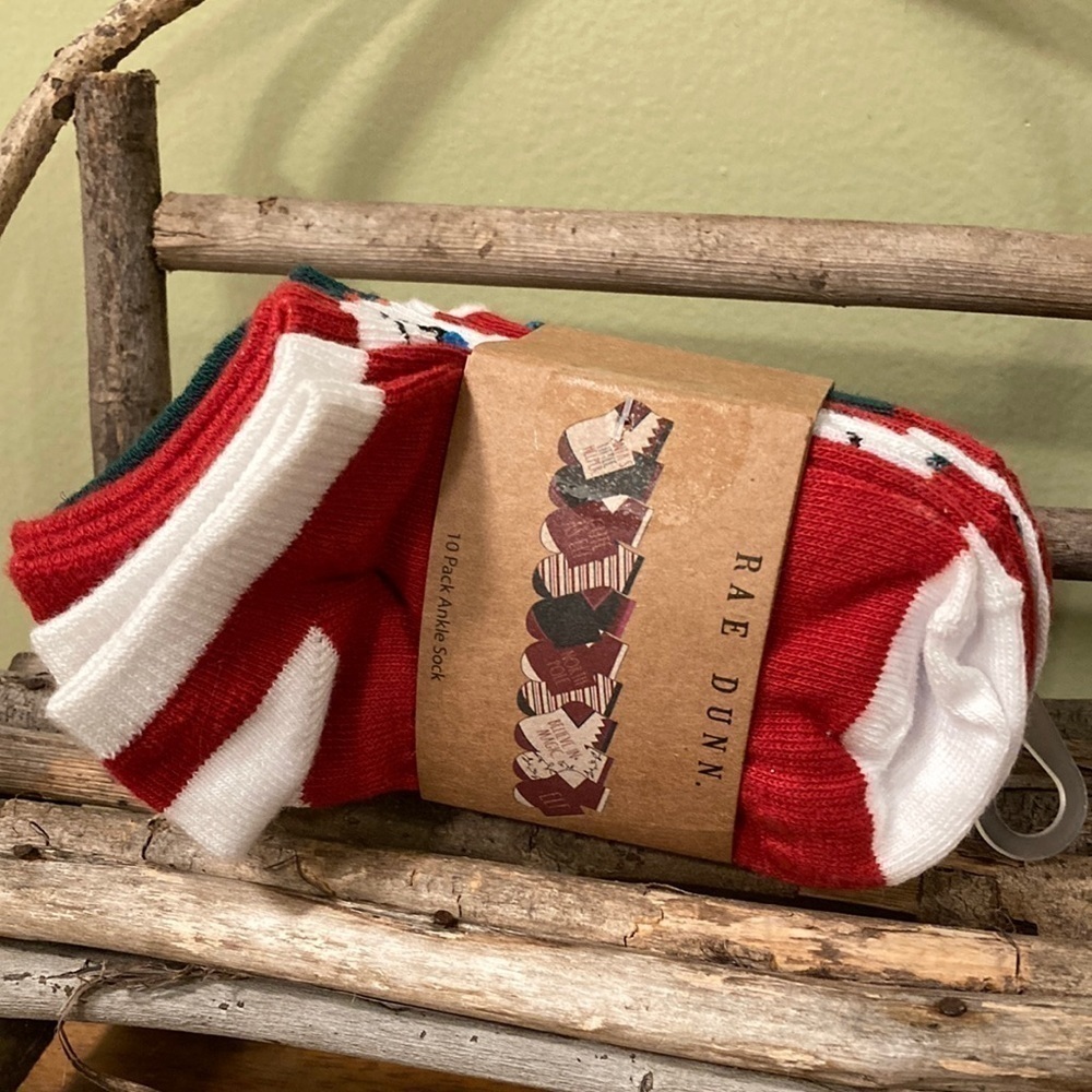 Rae Dunn Toddler 4T-5T TEN PACK CHRISTMAS ANKLE SOCKS